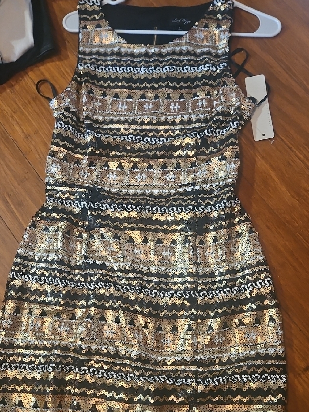 Love Reign Black Top with Gold Sequins